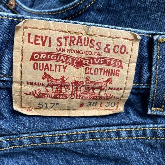 Levis 517 Mens Size 38 Jeans Classic Bootcut Blue Denim Dark Wash Red Tab 38x30 - Picture 3 of 9